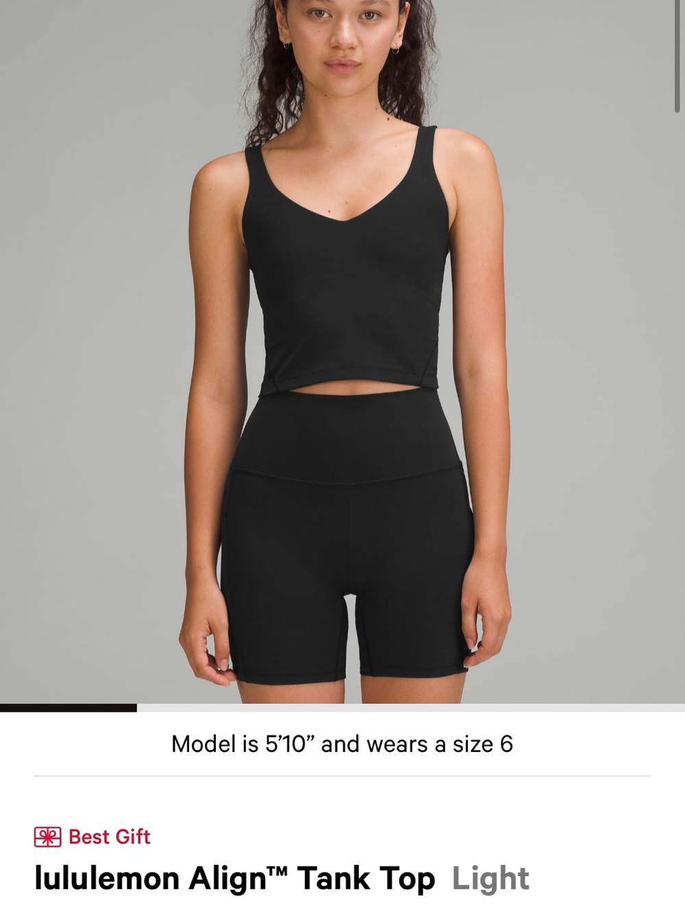 lululemon athletica Black Scoop Neck Cropped Tank Top